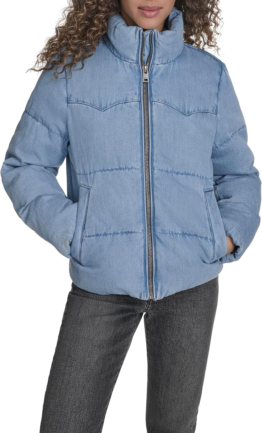 

Levi's Женская ковбойская джинсовая пуховик, Light Wash Denim