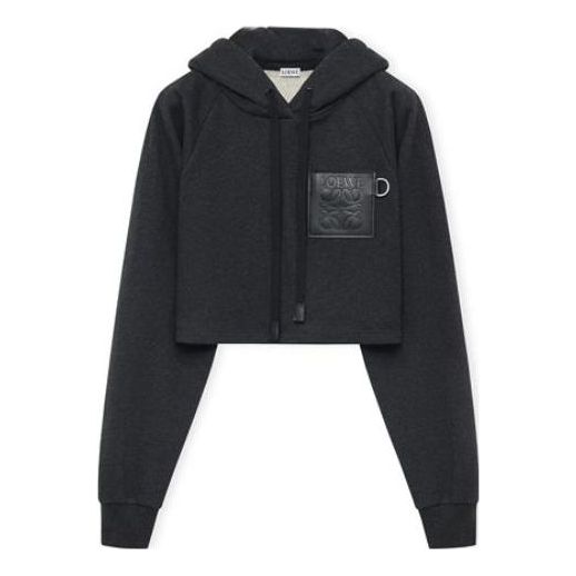 

Худи (WMNS) Loewe SS23 Cropped Hoodie 'Black', черный