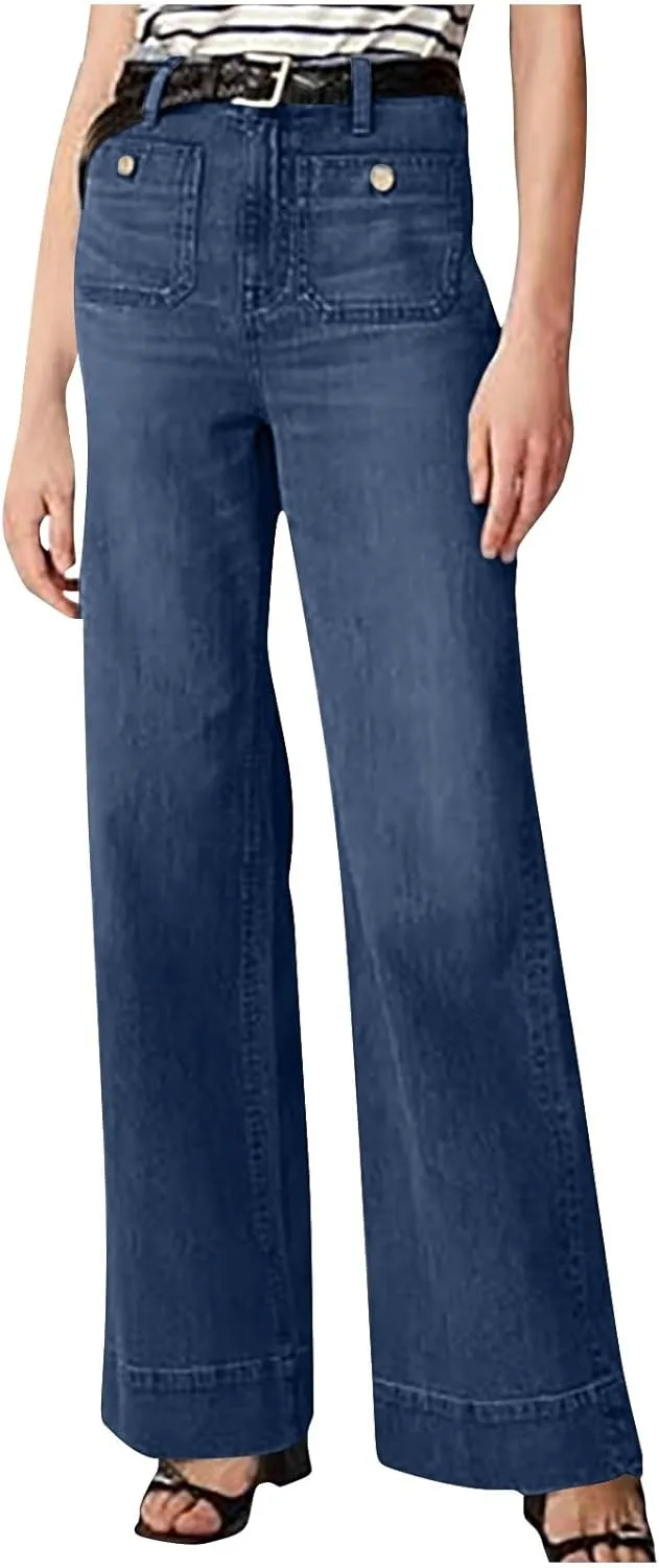 

Женские джинсы Wide Leg High Waisted с патч-карманами