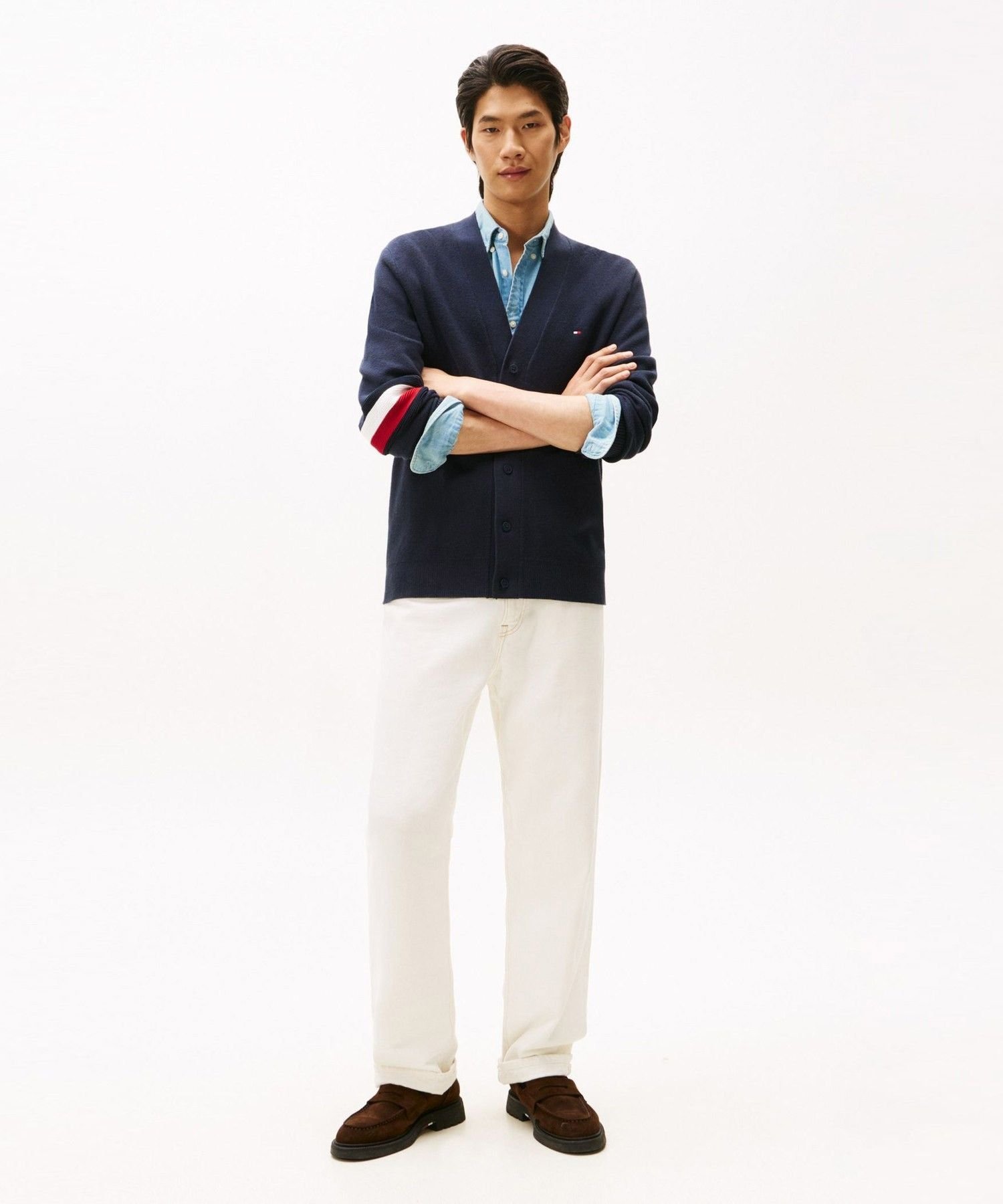 Кардиган из смеси хлопка и шелка TOMMY HILFIGER, Navy DW5 — фото 3