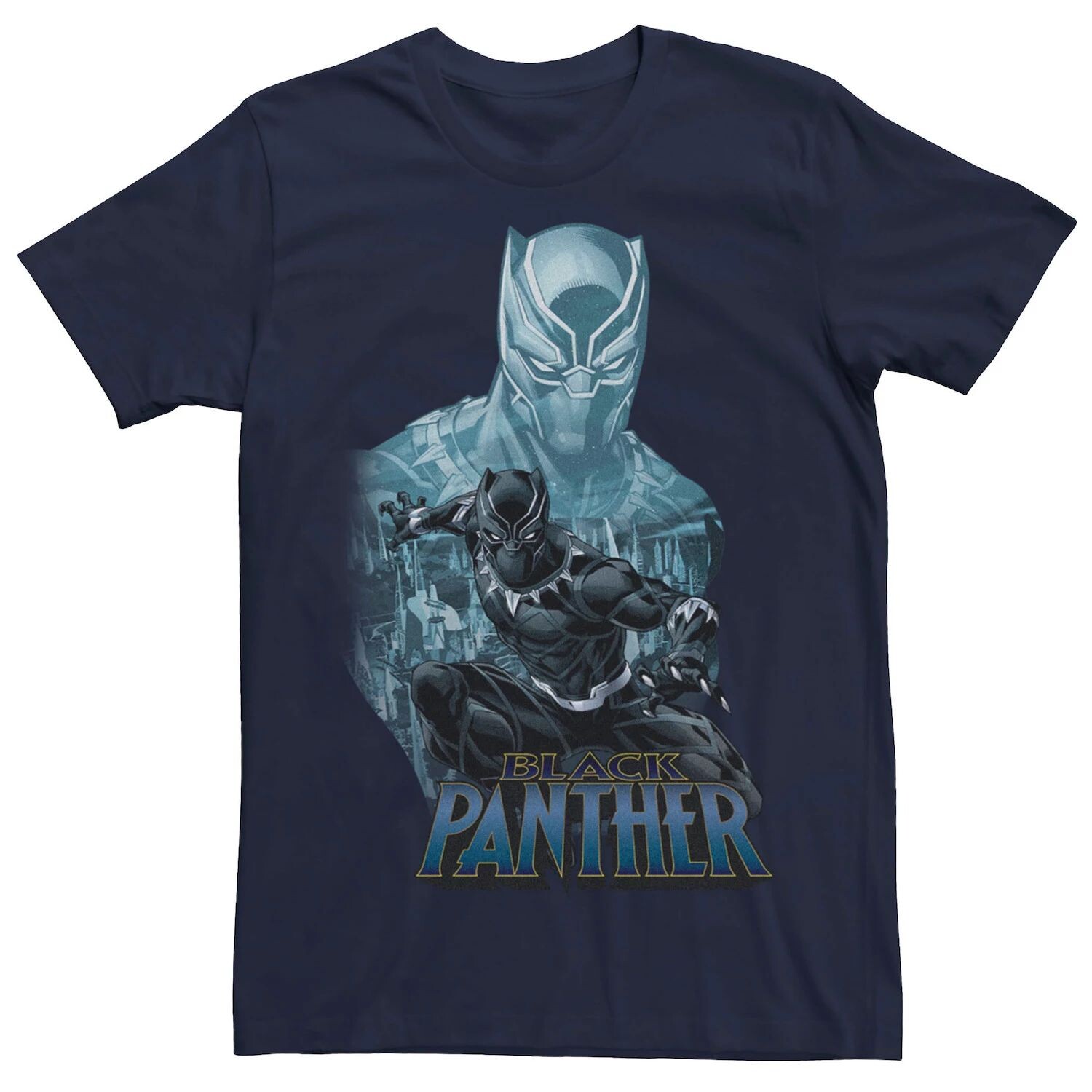 

Мужская футболка с большим портретом Marvel Wakanda Forever Black Panther Licensed Character