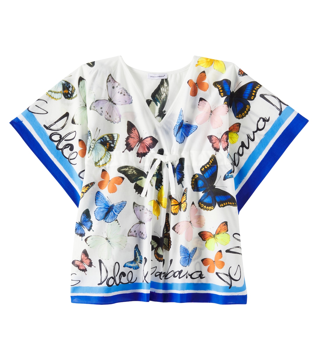 

Пляжное платье из принтованного хлопка Dolce&Gabbana Kids, Farfalle Borod Blu