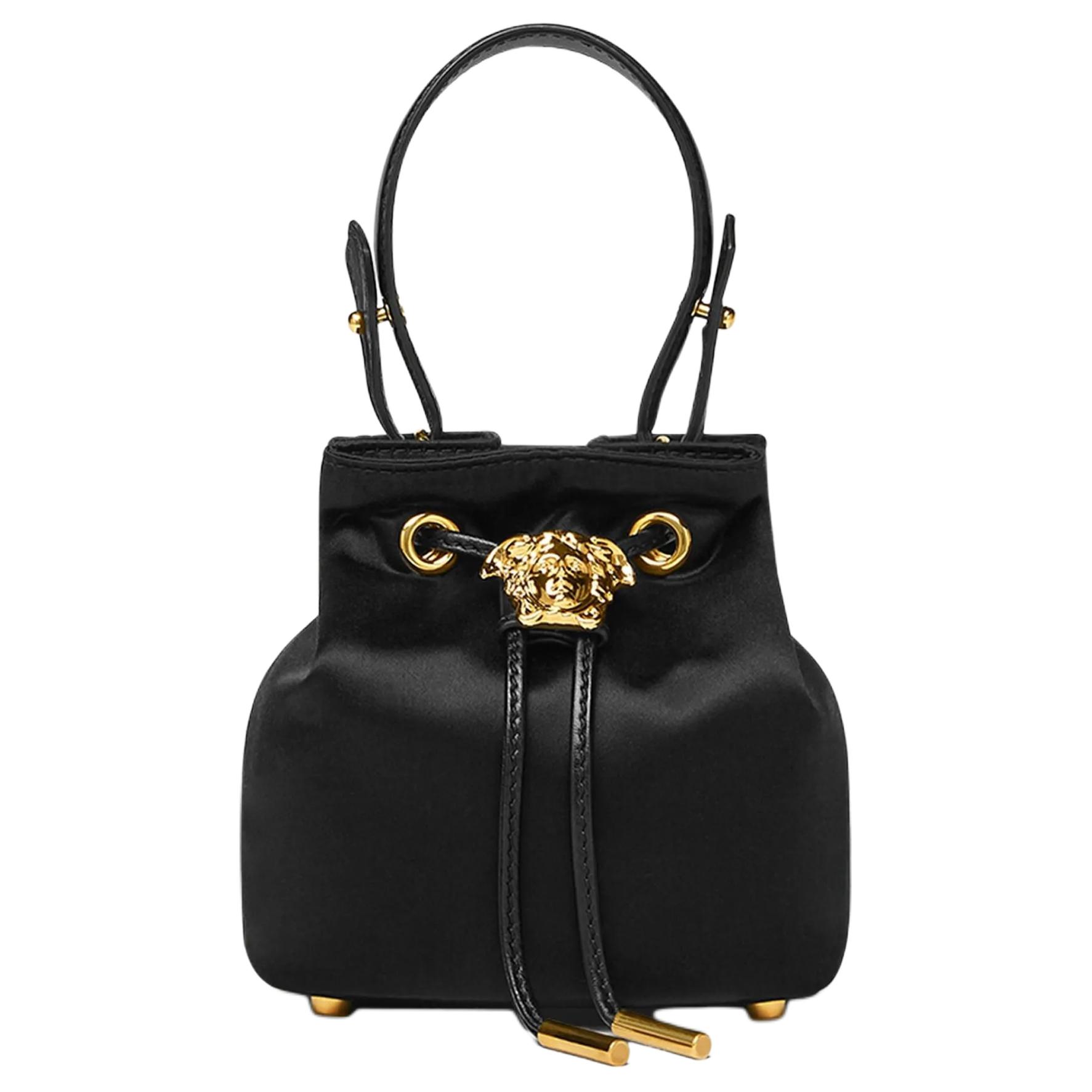 

VERSACE Кожаная сумка-ведро Сумка через плечо Сумка кроссбоди Женская сумка черная
