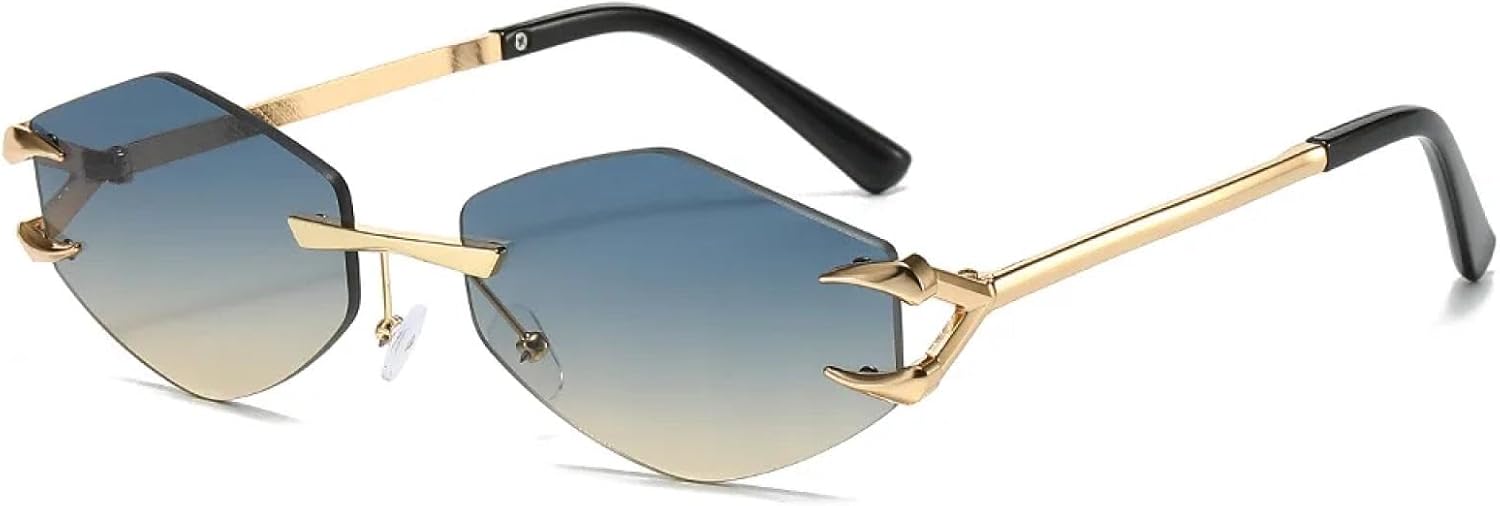 

Солнцезащитные очки с защитой от УФ-излучения UV400 | Без оправы, градиентный металлический дизайн | Для женщин и мужчин, для занятий спортом на открытом воздухе и вождения DSVIGF, Blue Yellow