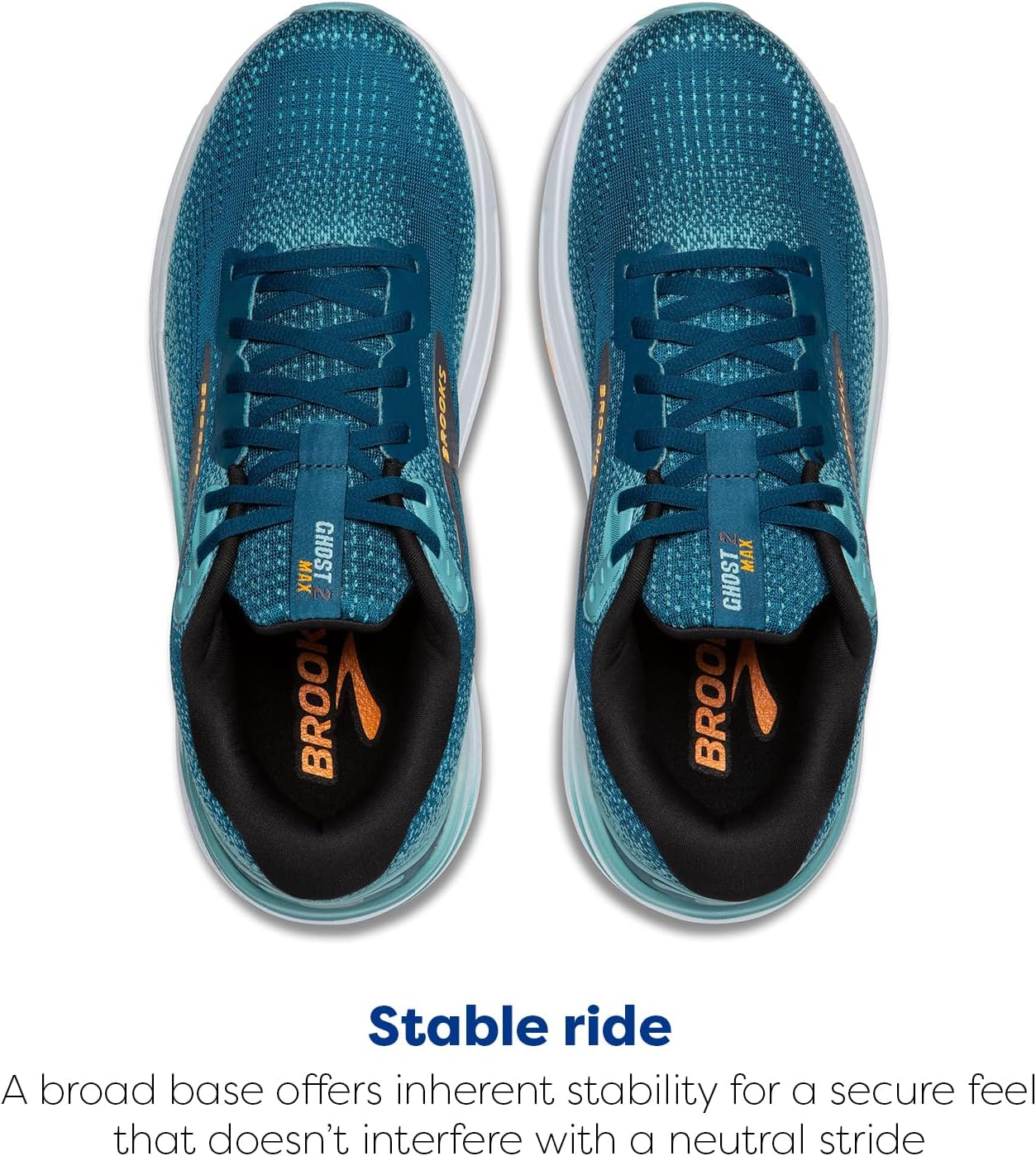 Мужские кроссовки Brooks Ghost Max 2 для бега и ходьбы, синий/оранжевый/бирюзовый — фото 4