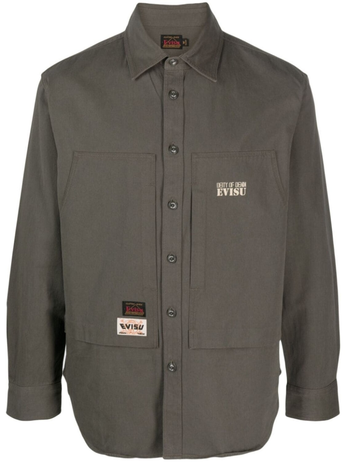 

EVISU рубашка с нашивкой-логотипом, зеленый