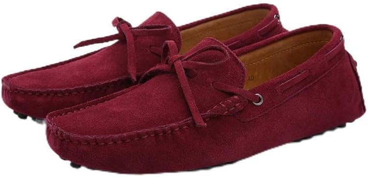 

Мужские лоферы-мокасины WAOLSU из замши с кожей, удобные повседневные туфли и прогулок, красный