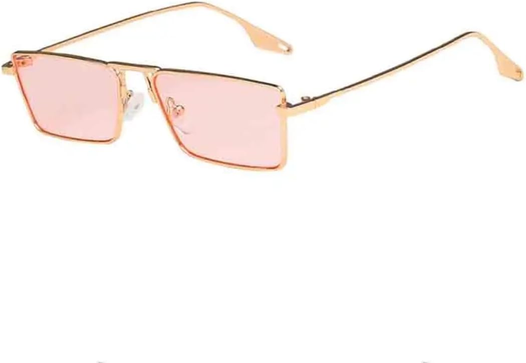 

Винтажные маленькие солнцезащитные очки для женщин, роскошные солнцезащитные очки в металлической оправе, прямоугольные очки для вождения, очки для рыбалки, мужские солнцезащитные очки VVTWSSW, Gold Pink