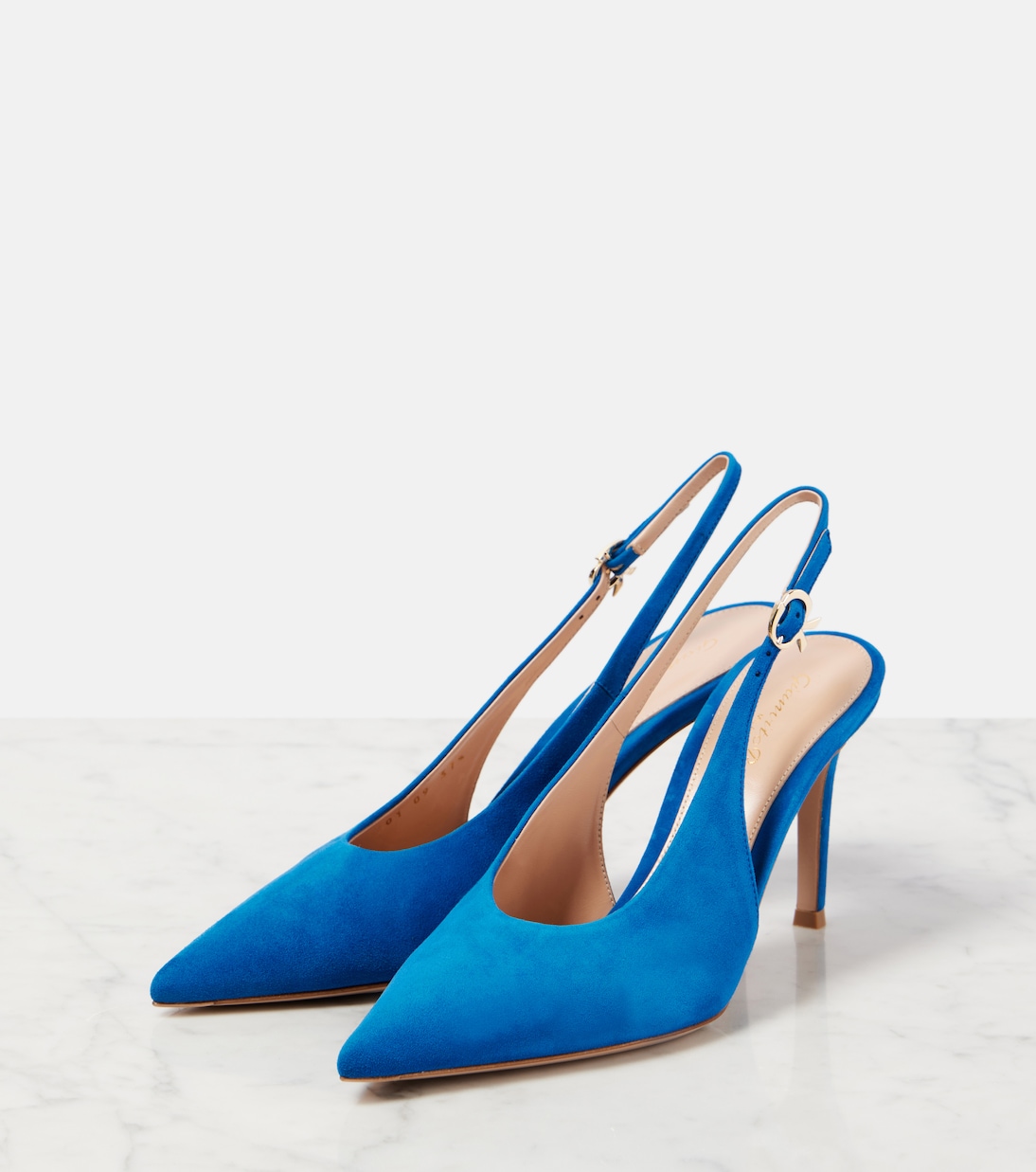 Замшевые туфли-лодочки Robbie с открытой пяткой Gianvito Rossi, Rio — фото 4