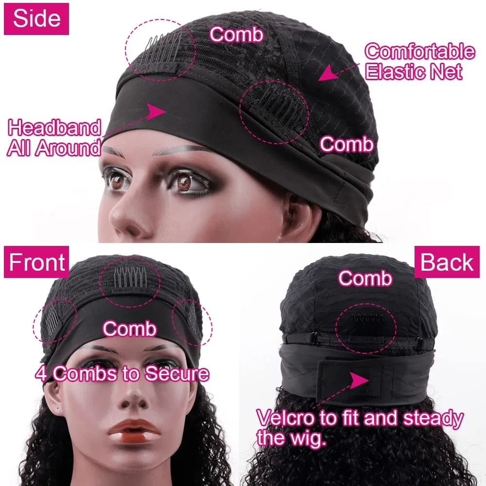Парик с повязкой из афро-кудрявых натуральных волос Remy от Real Hair, 12 дюймов, 180% плотности Romface — фото 4