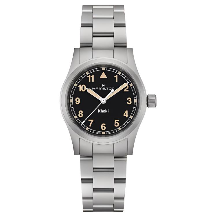 

Hamilton Часы Khaki Field Quartz Movement Unisex Watch 33mm Black Dial Stainless Steel Case Stainless Steel Watchband, Black Dial