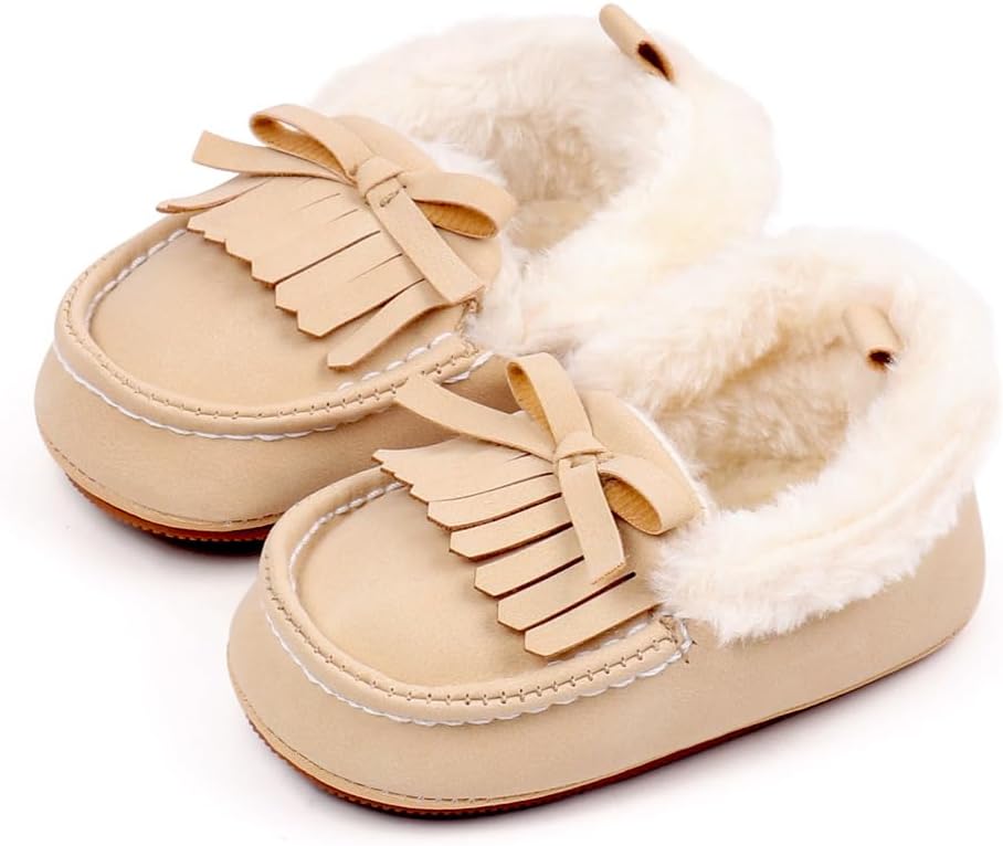 

Детские ботинки для мальчиков и девочек, зимние теплые обувь, уютный флис, мягкая резиновая подошва, нескользящие ботиночки для ходьбы Purepips, Beige