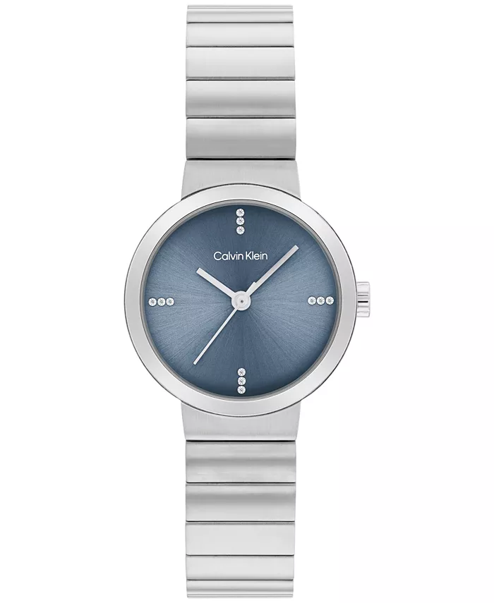 

Женские часы-браслет с тремя стрелками из серебристой нержавеющей стали, 25 мм Calvin Klein