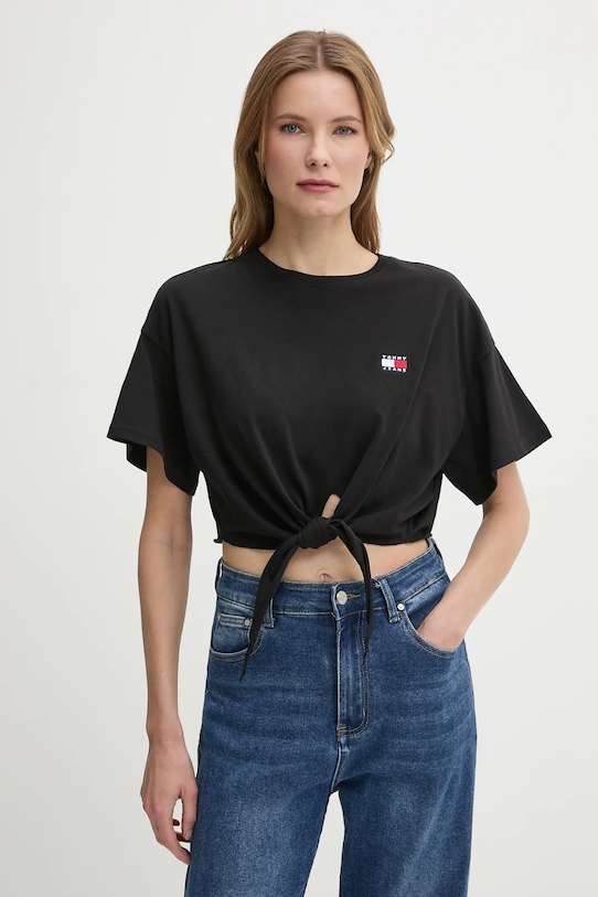 

Хлопковая футболка Tommy Jeans, черный