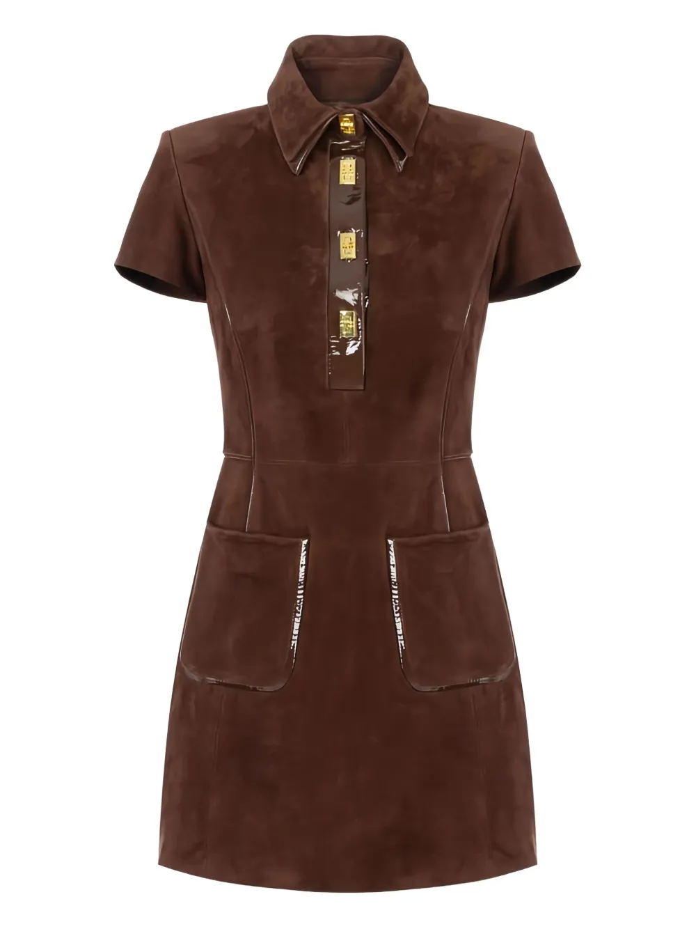 

Мини-платье из замши с поворотной застежкой Elisabetta Franchi, коричневый