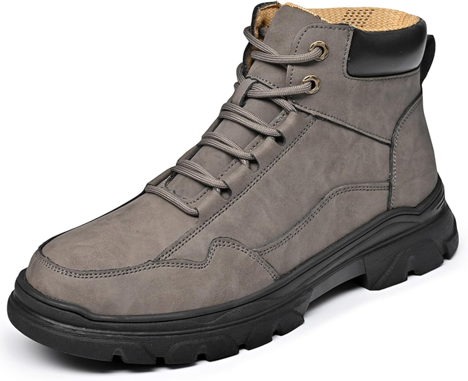 

Мужские водонепроницаемые туристические ботинки из натуральной кожи на шнуровке, модные высокие, удобные оксфорды, ботинки до щиколотки для улицы, нескользящие повседневные чукка для работы Galonfulty, серый