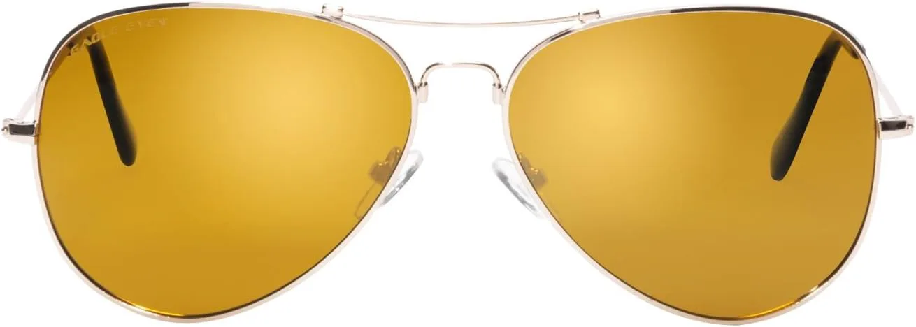 

Солнцезащитные очки-авиаторы Eagle Eyes из титанового сплава с эффектом памяти (Memory Flex) с гибкой поляризацией — защита от УФ-излучения и синего света, Gold