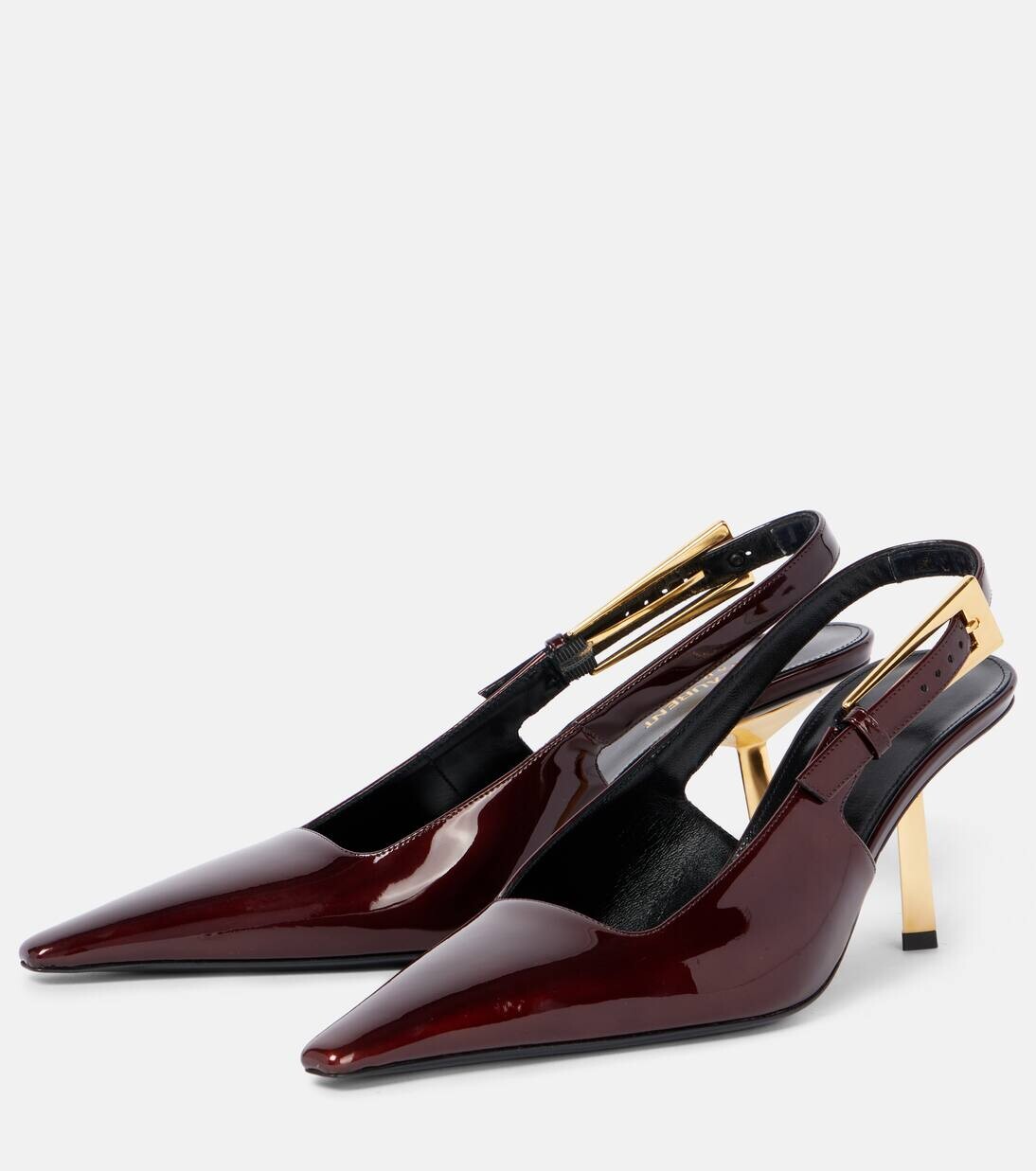 Туфли-лодочки Lee 75 из лакированной кожи с открытой пяткой Saint Laurent, цвет marron glace — фото 4