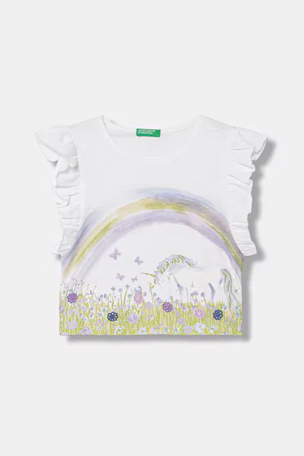 Футболка с коротким рукавом с принтом United Colors of Benetton, белый