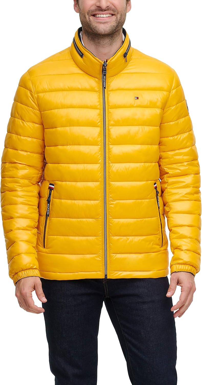 Мужская водонепроницаемая куртка Tommy Hilfiger Ultra Loft Down Alternative, Yellow Gold Wet Look — фото 4