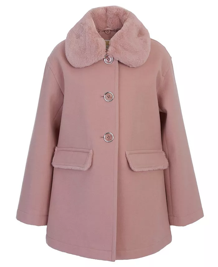 

Детская куртка для малышек и девочек с отстегивающимся воротником из искусственного кроличьего меха Michael Kors, розовый