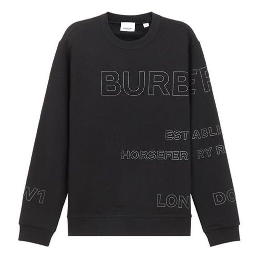 

Толстовка horseferry print cotton round neck sports pullover sweater for men black Burberry, черный