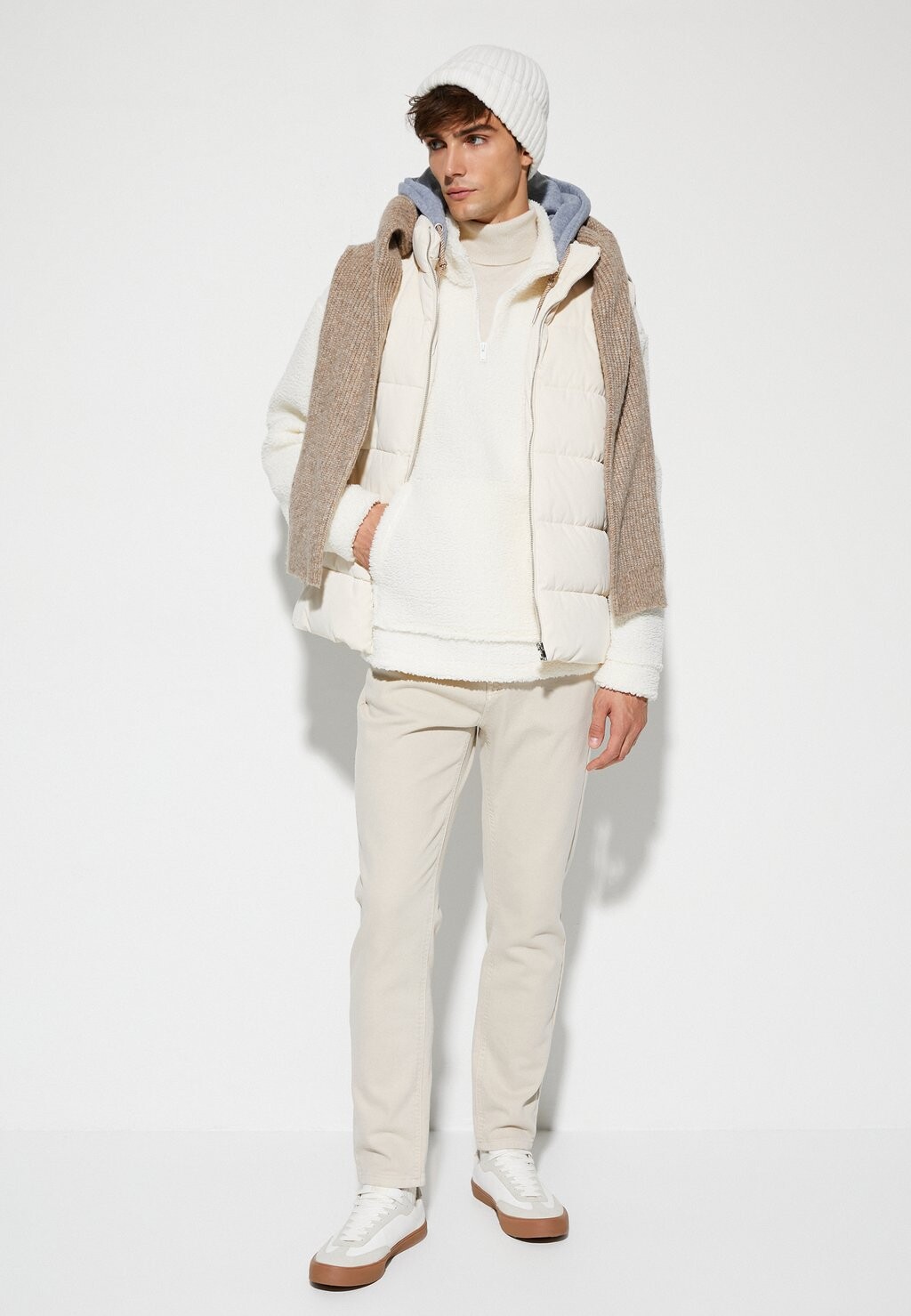 

Жилет HOODED ZIPPER POCKET DETAIL PUFFER Koton, бежевый
