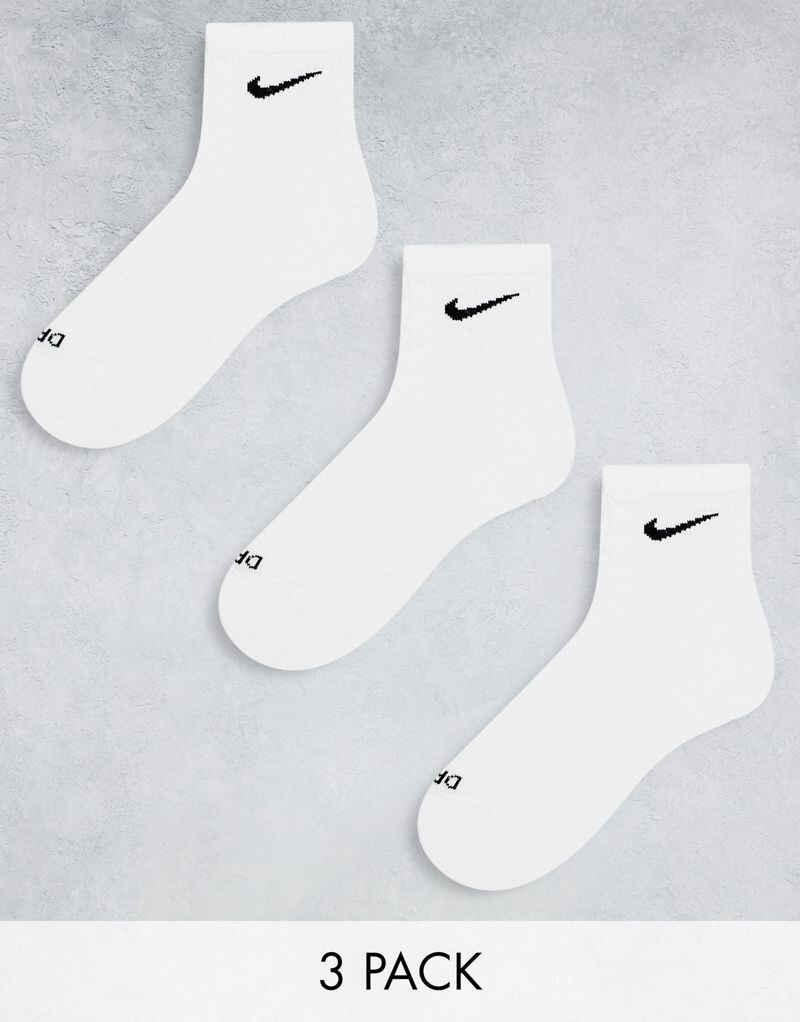 

Комплект из трех белых носков с амортизацией Nike Training Everyday Plus Cushioned