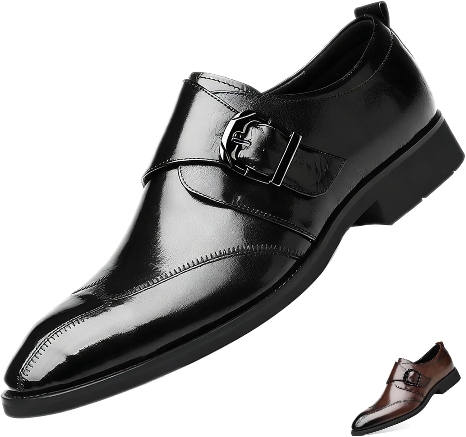 

Мужские ретро кожаные лоферы с крыльями и монк-ремнем, классическая модель, заостренный носок, низкий верх, без шнуровки, деловые оксфорды, удобные, для свадьбы, свадебного смокинга, формальные, с нескользящей подошвой, дерби Adkgbe, черный