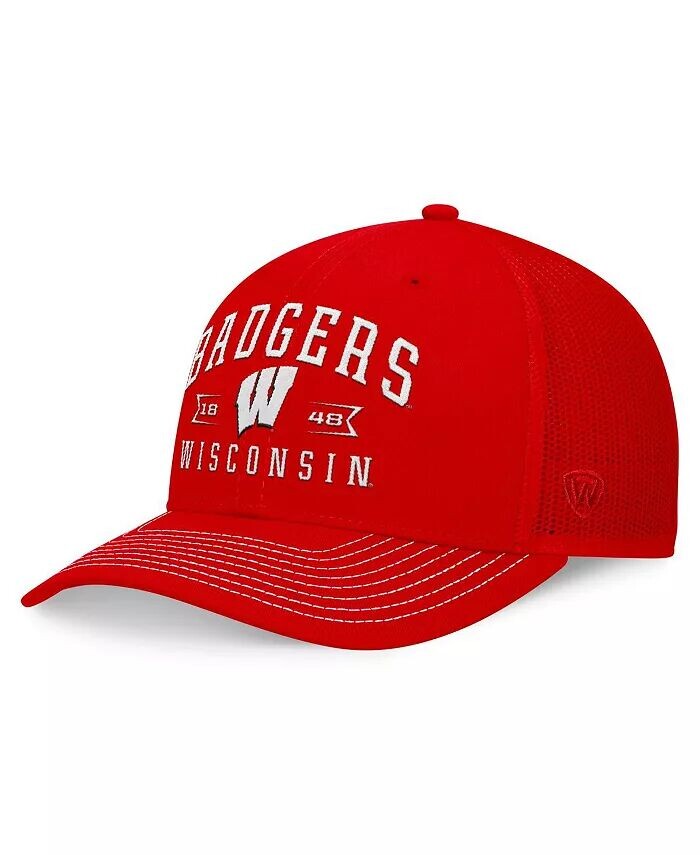 

Мужская регулируемая кепка Red Wisconsin Badgers Carson Trucker Top Of The World, красный