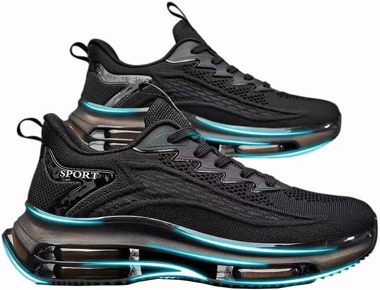 

Мужские кроссовки для ходьбы и бега, легкие, с дышащим сетчатым верхом, противоскользящие, с амортизирующей подошвой, теннисные кроссовки Generic, черный