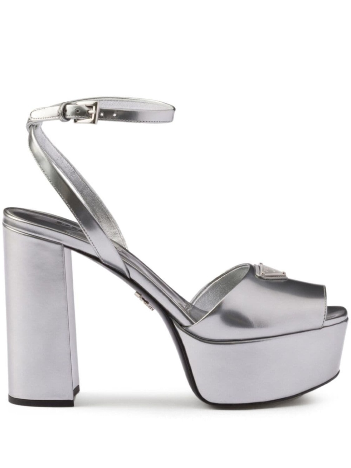 

Prada сандалии из кожи на платформе 115 мм, серебристый