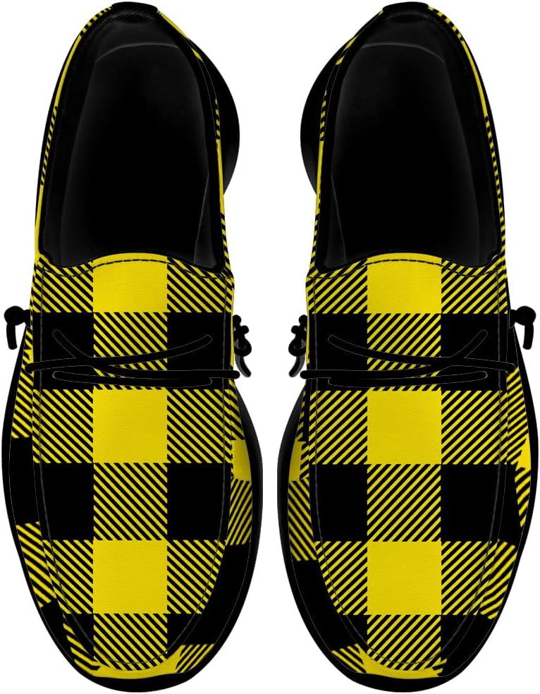 

Лоферы Quorax для женщин и мужчин, клетчатые слипоны, повседневная обувь для прогулок, подарки для мужчин и женщин, черный/желтый