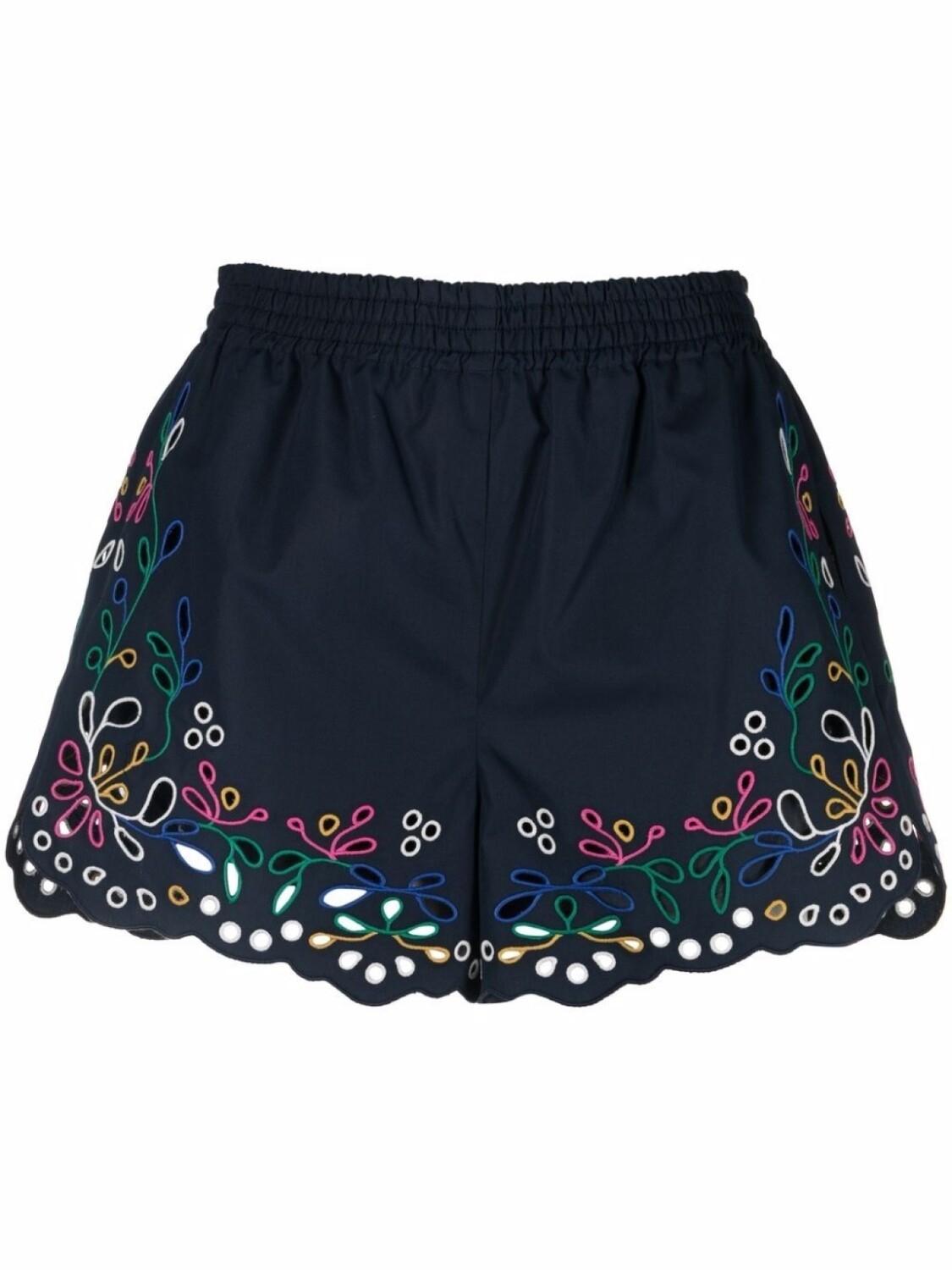

Chloé шорты с цветочной вышивкой, синий