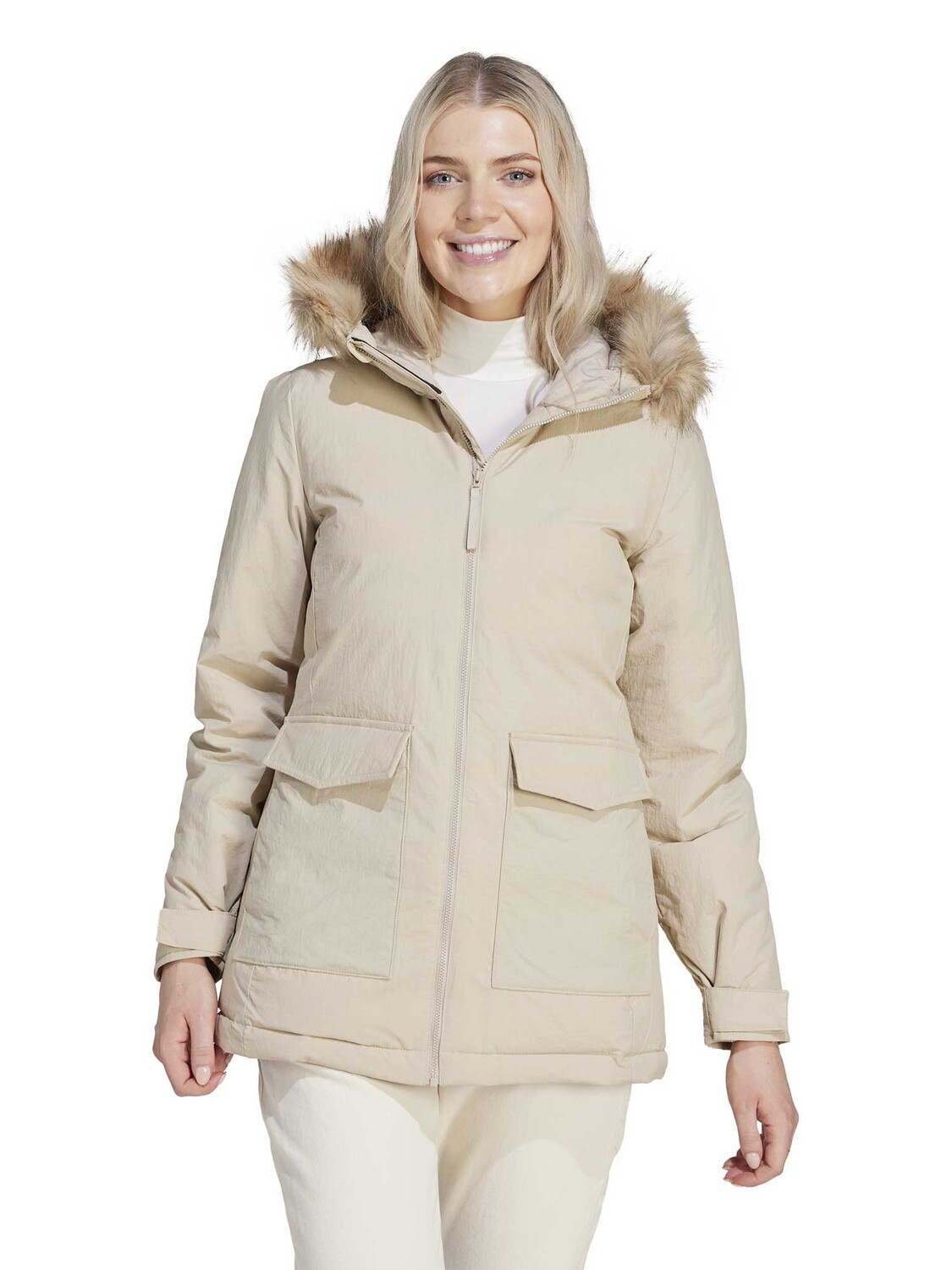 

Куртка Adidas Sportswear Hooded Fur Parka, серый