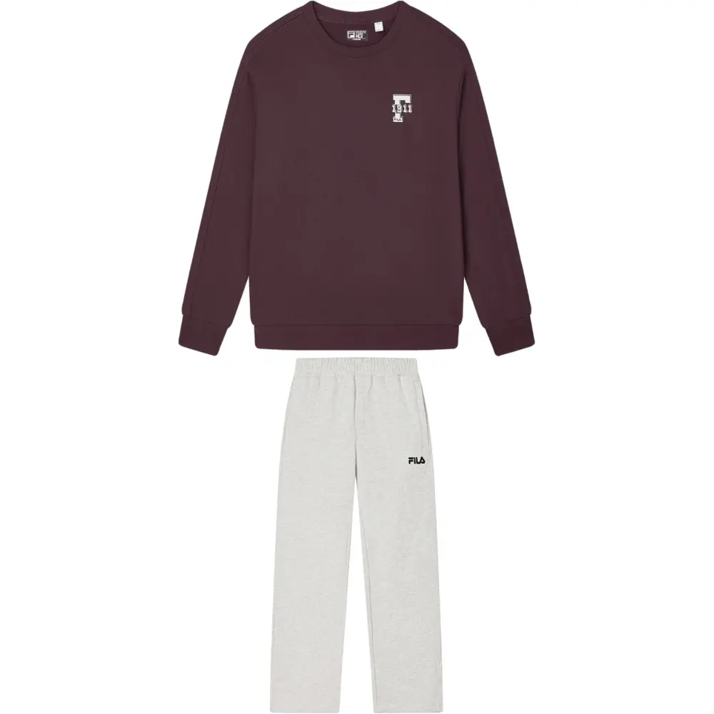 

Повседневный спортивный костюм для мужчин Earth Umber топ + Moonlit Flower брюки FILA, серый