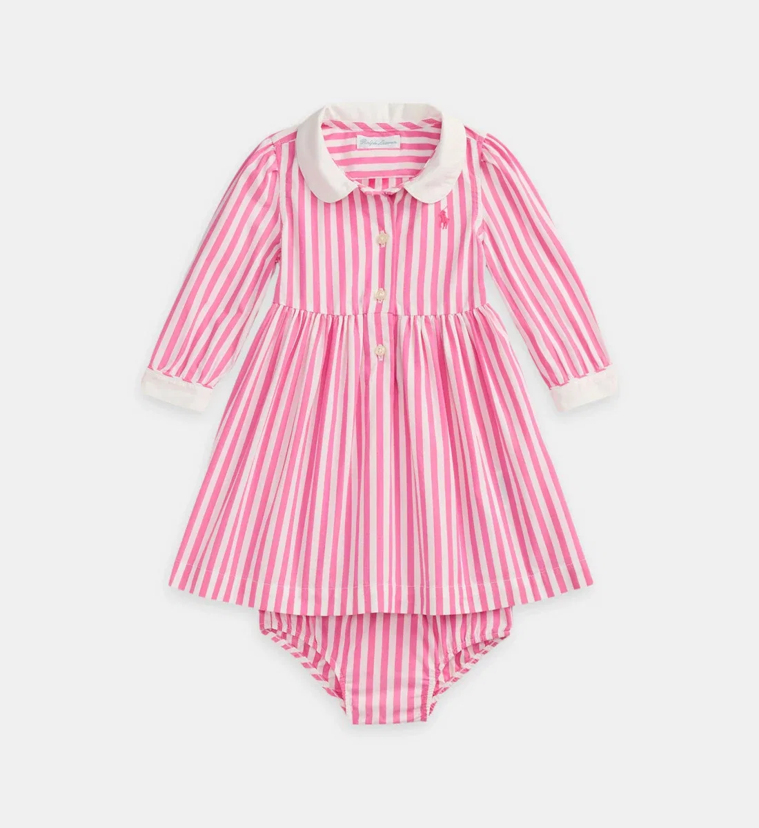 Платье в полоску из хлопка Polo Ralph Lauren, розовый