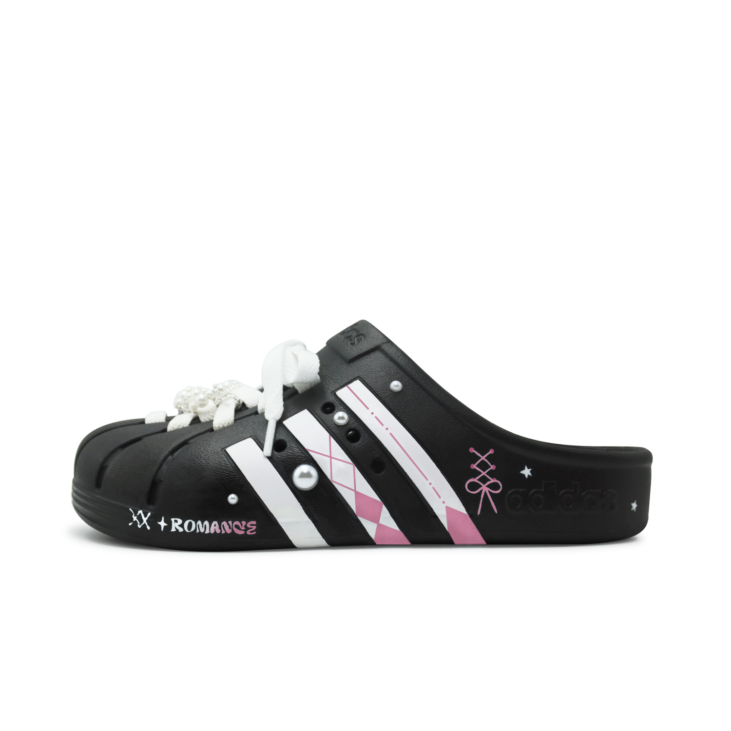 ADILETTE CLOGS Тапочки с обёрнутым носком Унисекс Чёрный Белый Розовый Adidas, Чёрный Розовый — фото 2