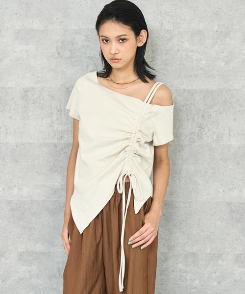 

Топ на одно плечо, в рубчик, с боковыми сборками ANAP