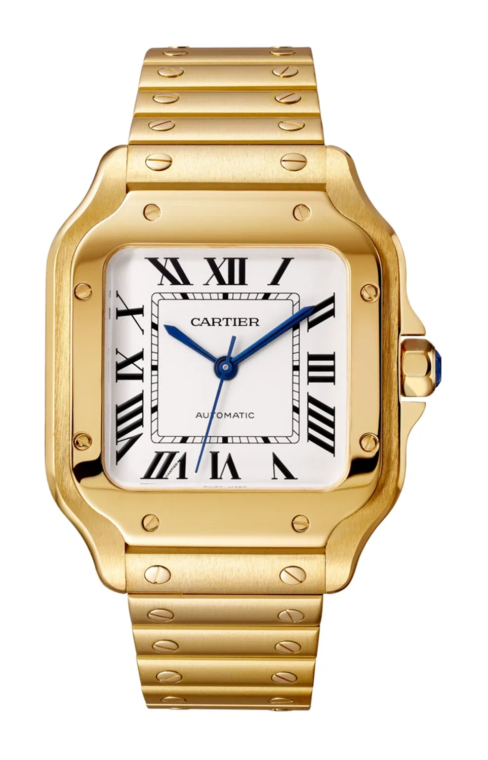 SANTOS DE CARTIER СРЕДНЯЯ МОДЕЛЬ, АВТОМАТИЧЕСКИЕ, ЖЕЛТОЕ ЗОЛОТО, 2 СМЕННЫХ БРАСЛЕТА - WGSA0030, золотой