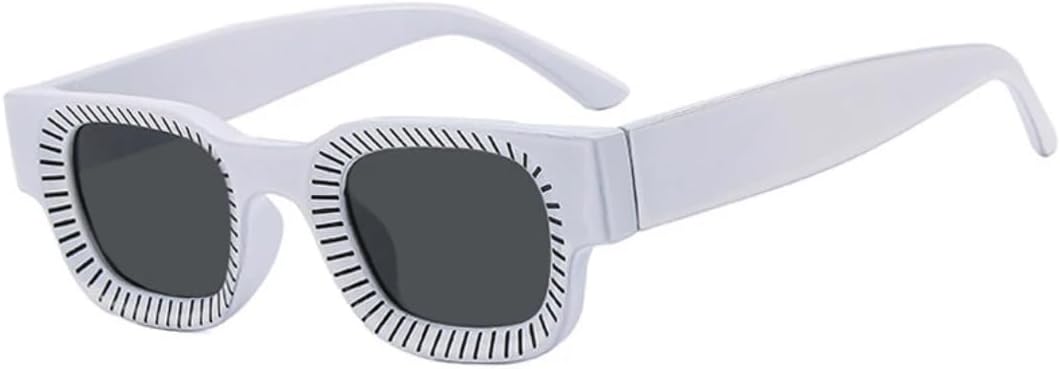 

Модные маленькие солнцезащитные очки в прямоугольной толстой оправе для путешествий, мужские и женские солнцезащитные очки с защитой от УФ-излучения UV400 VVTWSSW, White Gray