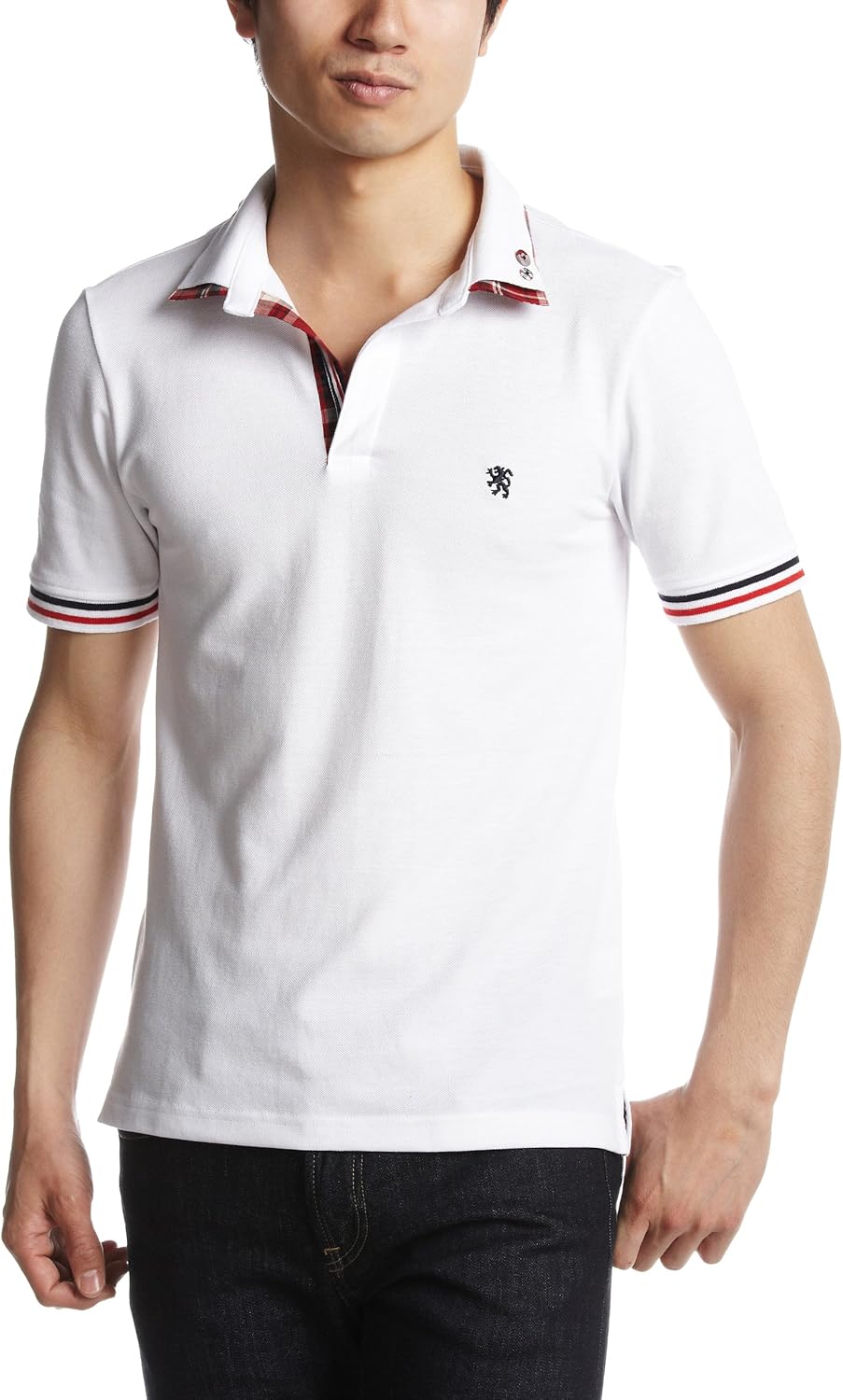 

Поло с двойным воротником в клетку Skipper Pincponc, белый