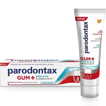 

Зубная паста Gum + Breath & Sensitivity для чувствительных зубов и десен, 75 мл Parodontax