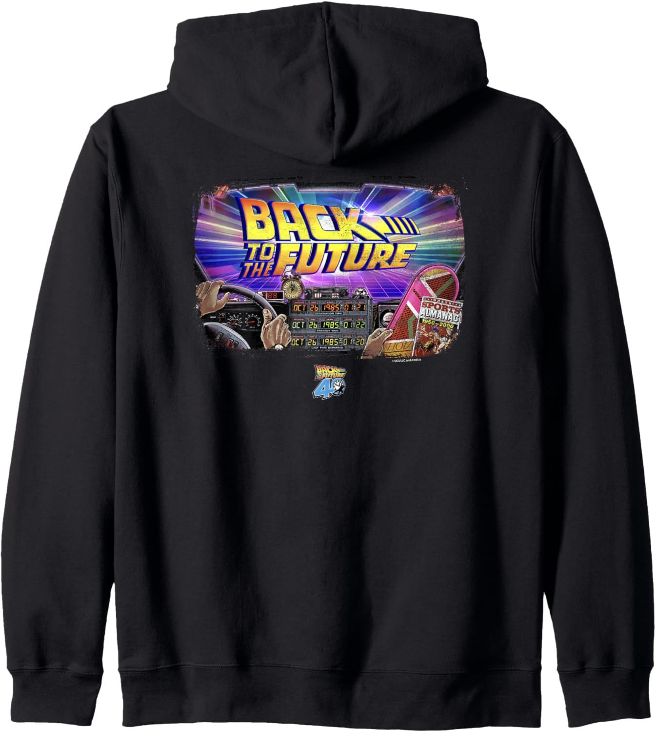 

Худи на молнии с принтом «Машина времени: взгляд от первого лица» к 40-летию фильма «Назад в будущее», черное, размер S Back To The Future