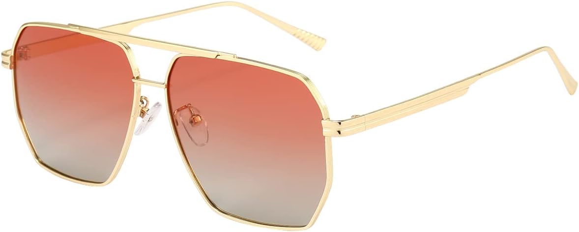 

Солнцезащитные очки Dollger увеличенного квадратного размера для женщин и мужчин, поляризованные, в стиле «авиатор», ретро, ​​большие солнцезащитные очки, Gold Frame Gradient Pink Lens