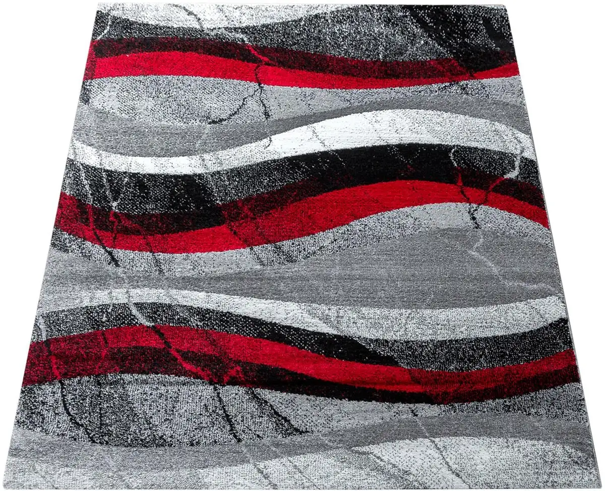 

Ковер Paco Home "Mondial 104", прямоугольный, короткий ворс, современный волнистый дизайн, идеально подходит для гостиной и спальни 240х340 см, красный