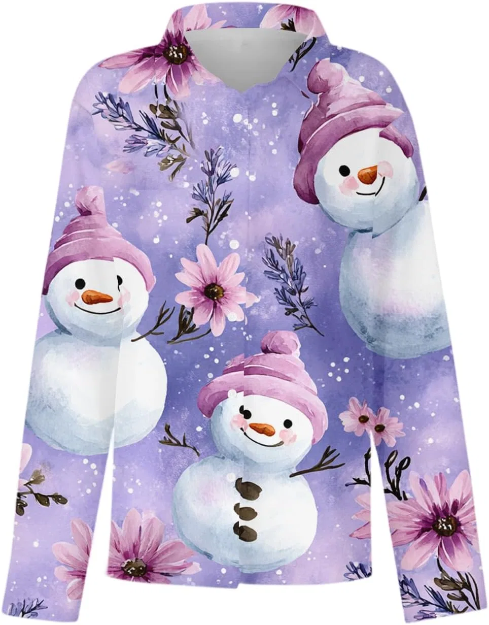 Футболка с рождественским принтом, Oversized, Purple, длинный рукав — фото 3