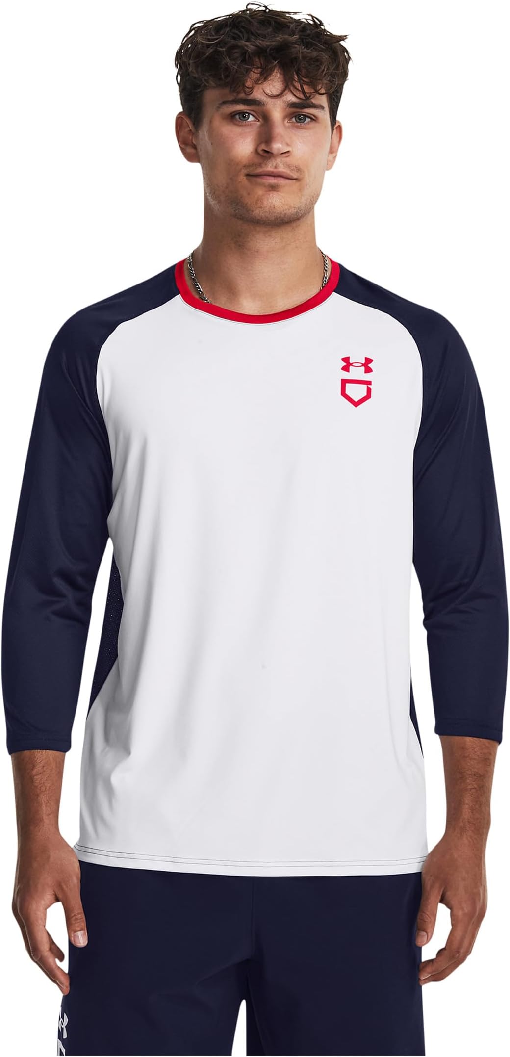 

Рубашка Under Armour Utility 3/4 Sleeve Shirt, цвет White/Midnight Navy/Red