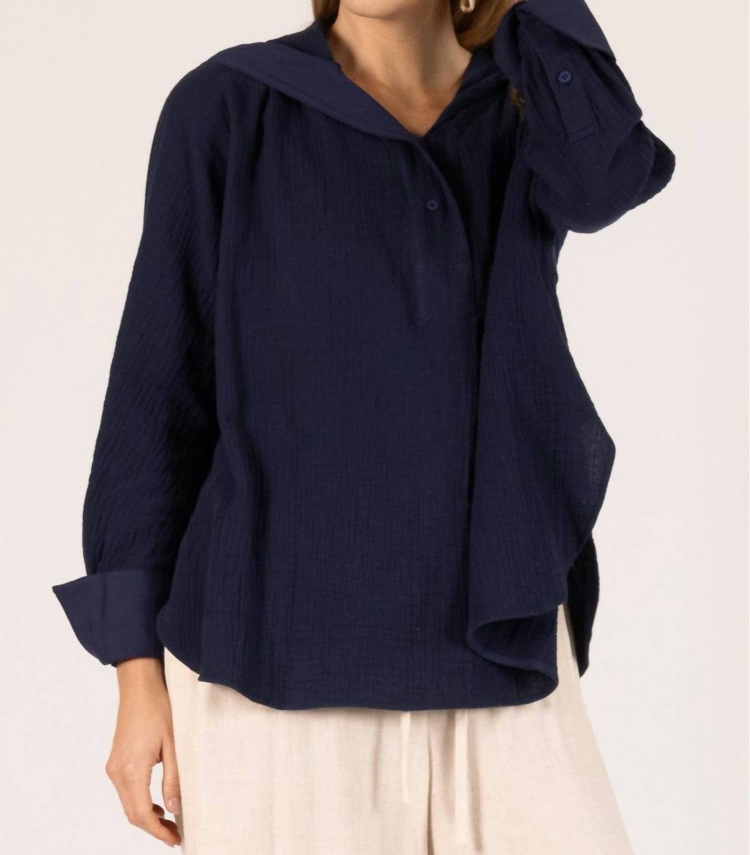 

Газовая худи с длинным рукавом в цвете Navy Before You