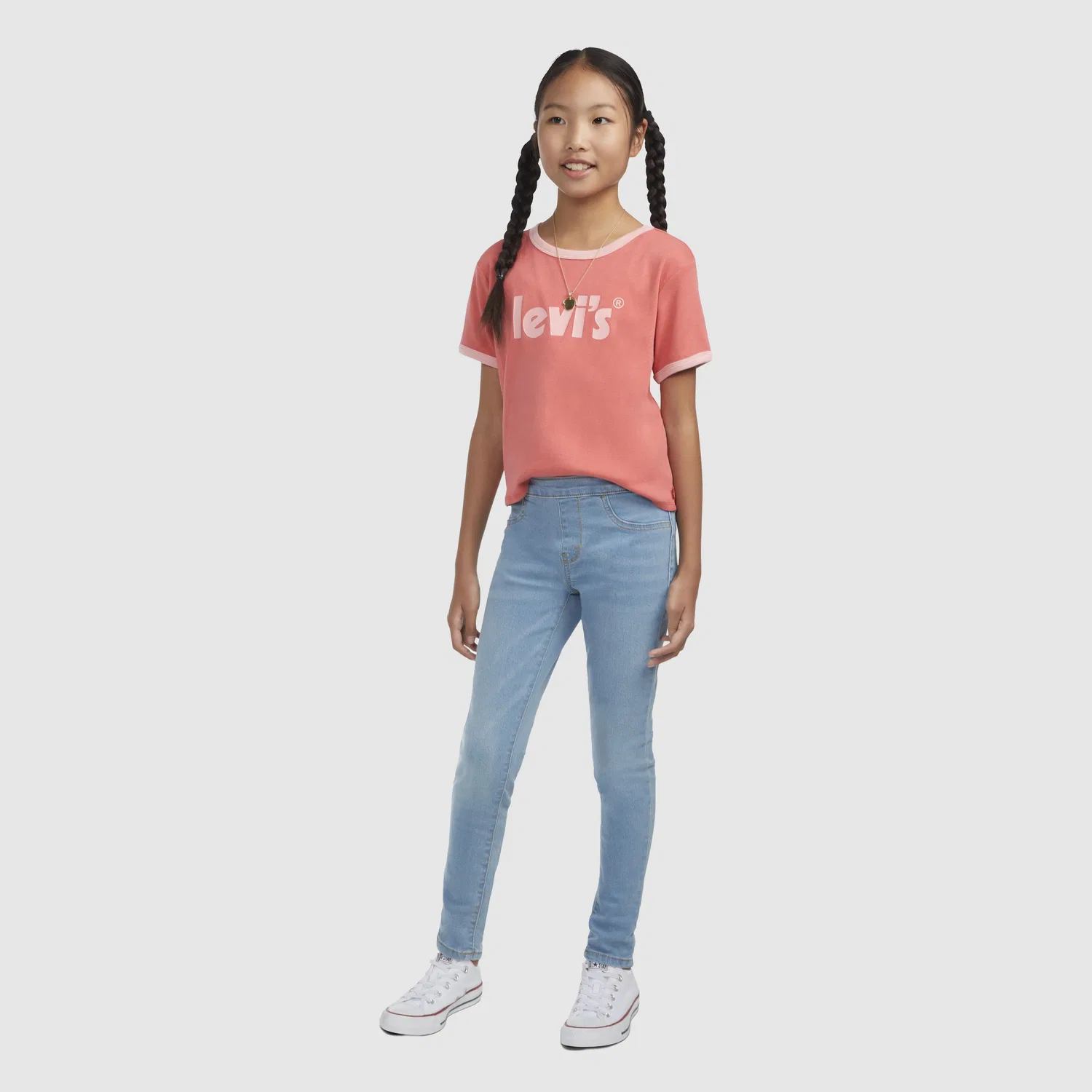 Джеггинсы на резинке для девочек 7-16 лет Levi's, Medium Wash